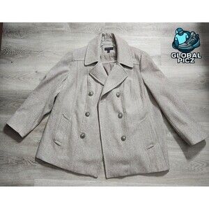 Jason Kole Peacoat Women’s Size 2X Wool Double breasted Pea Coat Oatmeal Color